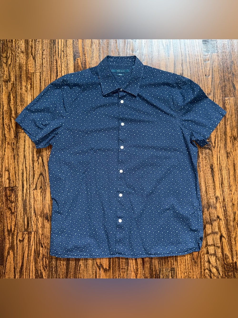 Perry Ellis Stretch Fit Short Sleeve Button Up Shirt Navy Size XL
